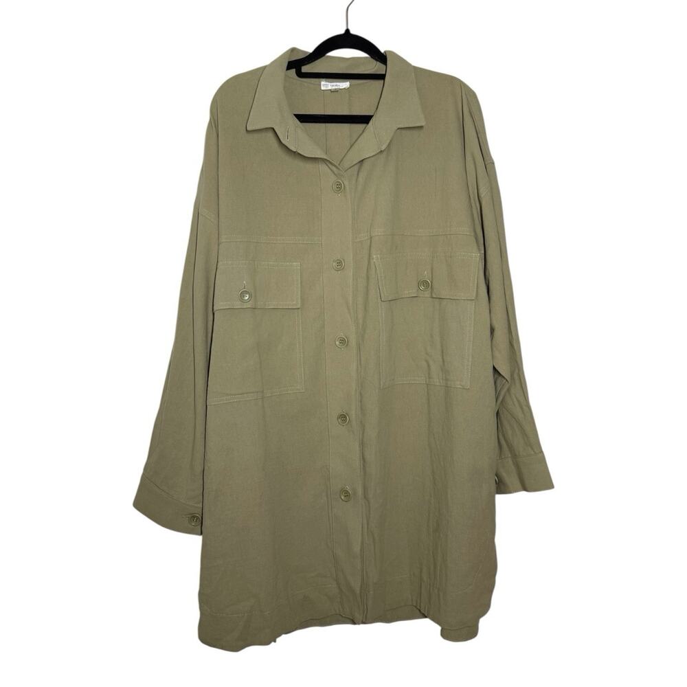 Ozma Of California Manta Cotton Khaki Green Nettle Audrey Shirt Jacket Small